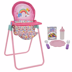 Baby Alive 509 Crew Doll High Chair Set Pink & Rainbow 6 Pieces Fits Dolls Up to 24 Highchair w/Front Feeding Tray & 5 Fe ...