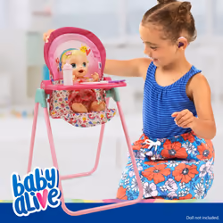 Baby Alive 509 Crew Doll High Chair Set  Pink & Rainbow  6 Pieces  Fits Dolls Up to 24  Highchair w/Front Feeding Tray & 5 Feeding Accessories  Preten
