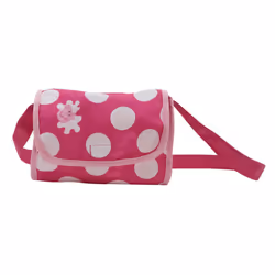 Peppa Pig: Baby Classic Doll Pram Set - Pink & White Dots - 7 Piece Set  Fits Dolls Up to 18""  Retractable Canopy  Storage Basket  Diaper Bag & 5 Fee