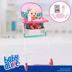 Baby Alive: at Home Set - 7pcs - Green  Pink  Hearts - Play Yard  Highchair  Feeding Accessories  Playset for Dolls Up to 18""  Kids Toy  Ages 3+