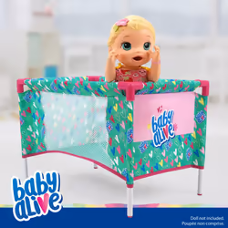 Baby Alive: at Home Set - 7pcs - Green  Pink  Hearts - Play Yard  Highchair  Feeding Accessories  Playset for Dolls Up to 18""  Kids Toy  Ages 3+