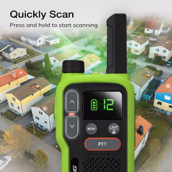 GT-18 Walkie Talkie PMR446 License Free Radio for Kids Adults, Long Range Rechargeable Walky Talky 1500mAh Battery, Dual-PTT, 16 Channels, Scan,