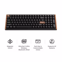 Keychron K4 HE keyboard Universal USB + RF Wireless + Bluetooth Black, Wood - Additional view 2