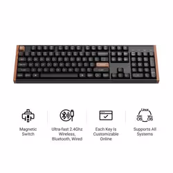 Keychron K10 HE keyboard Gaming USB + RF Wireless + Bluetooth QWERTY UK English Black, Wood - Additional view 2