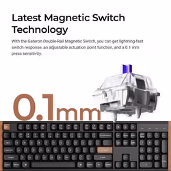 Keychron K10 HE keyboard Gaming USB + RF Wireless + Bluetooth QWERTY UK English Black, Wood - Additional view 3