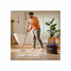 RinseClean Spin Mop System, Separates clean and dirty water, Effortless wringing, Microfibre mop and bucket set