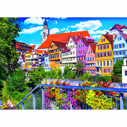 RoseArt - Kodak - Floral Colorful Town  Tubingen Germany - 1500 Piece Jigsaw Puzzle for Adults
