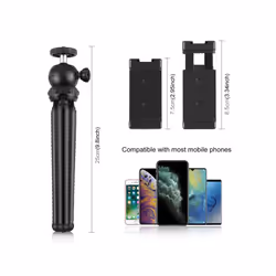 PULUZ  4 in 1 Vlogging Live Mini Octopus Bracket Kit + Studio Light + Microphone + Phone Clamp Kits(Black)