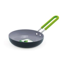 GreenPan 12.7 cm Ceramic Non Stick Round Open Fry Pan with Silicone Sleeve,Black/Green