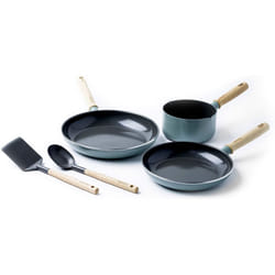 GreenPan MayFlower 5-Piece Nonstick Cookware Set, 100% ToxinFree, Healthy Ceramic, Metal Utensil/Induction/OvenSafe, Blue