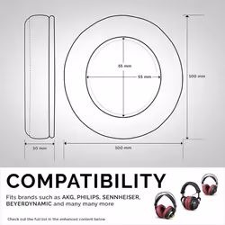 Brainwavz ROUND Replacement Memory Foam Earpads - Suitable For Many Other Large Over The Ear Headphones - Sennheiser, AKG,...