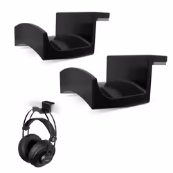 BRAINWAVZ Roost 2 Pack Large Desktop Headphone Hanger Stand for Audio & Gaming Headsets with Large Width Headbands Mounts on ...