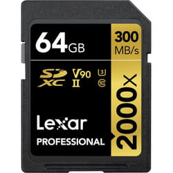 Lexar Professional 2000x SD Card 64GB, SDXC UHS-II Memory Card, Up to 300MB/s Read, for DSLR, Cinema-Quality Video Cameras...