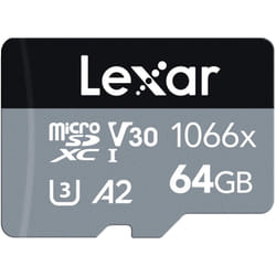 Lexar Professional 1066x 64GB microSDXC UHS-I Card w/ SD Adapter SILVER Series, Up To 160MB/s Read (LMS1066064G-BNAAG)