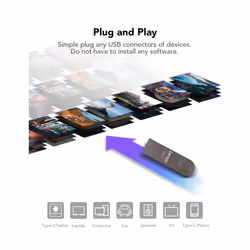 USB Flash Drive 64GB, Pen Drive USB 3.2 Gen 1, USB C & USB A, Reading Speed Up to 100MB/s, Supports OTG, Metal USB Memory Stick for PC, Laptop, Car,