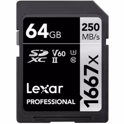 Lexar LSD64GCB1667 Professional 1667x 64GB SDXC UHS-II Card