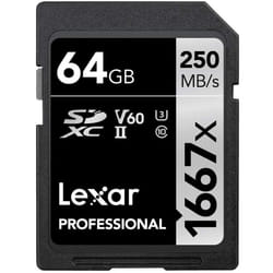Lexar LSD64GCB1667 Professional 1667x 64GB SDXC UHS-II Card