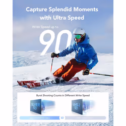 64GB SD Card SILVER, Up to 205MB/s Read, 90MB/s Write, SDXC UHS-I Memory Card, Class 10, U3, V30, SD Card for Professional Photographers,