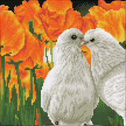 Diamond Dotz Kissing Doves, Children's diamond painting kit, Multicolour