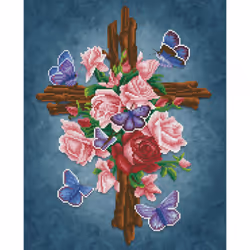 Diamond Dotz Flower Cross, Boy/Girl, Adult, Flower Cross, Multicolour, 10601 pc(s), 420 mm
