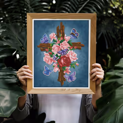 Diamond Dotz Flower Cross