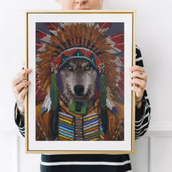 DIAMOND DOTZ Wolf Spirit Chief Animal Diamond Painting Kits for Adults - Diamond Art Kits a Relaxing Creative Craft Kit with Dotz Gems 19.7""x15.8""