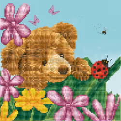 Diamond Dotz Honey Pot Bear: Hide & Seek, Children's diamond painting kit, Multicolour