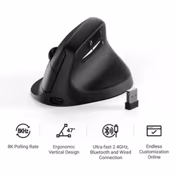 Keychron M5 mouse Universal Right-hand RF Wireless + Bluetooth + USB Type-C Optical 30000 DPI - Additional view 5