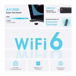 TP-Link Archer AX1800 Dual Band Wi-Fi 6 Wireless USB Adapter - Additional view 4