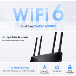 TP-Link Archer AX58 wireless router Gigabit Ethernet Dual-band (2.4 GHz / 5 GHz) Black - Additional view 4