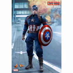 Hot Toys HT902657 Marvel Captain America Collectible Figure, Red White & Blue