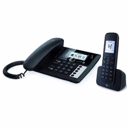 Telekom Sinus PA 207 Plus 1, Analog/DECT telephone, Wired & Wireless handset, Speakerphone, 150 entries, Caller ID, Black