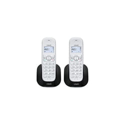CS1501 2Handset DualCharging DECT Cordless Phone with Call Block Caller IDCall Waiting Handsfree Speakerphone Backlit Display and KeypadWhite
