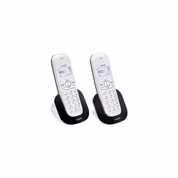 CS1501 2Handset DualCharging DECT Cordless Phone with Call Block Caller IDCall Waiting Handsfree Speakerphone Backlit Display and KeypadWhite