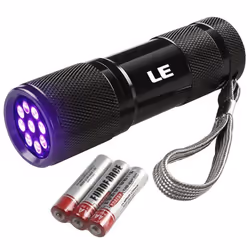 LE Ultra Violet LED Flashlight/Blacklight, UV LED Flashlight, 9 LED 395nm, Pet Urine & Stain Detector, 3 AAA Batteries Includ ...