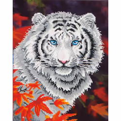 Diamond Dotz White Tiger In Autumn, Multicolour
