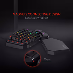 Redragon K585 DITI One-Handed RGB Mechanical Gaming Keyboard, Blue Switches, Type-C Professional Gaming Keypad with Detachable Wrist Rest, 42 Keys