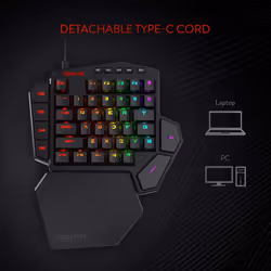 Redragon K585 DITI One-Handed RGB Mechanical Gaming Keyboard, Blue Switches, Type-C Professional Gaming Keypad with Detachable Wrist Rest, 42 Keys