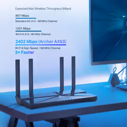 TP-Link Archer AX53 wireless router Gigabit Ethernet Dual-band (2.4 GHz / 5 GHz) Black - Additional view 4