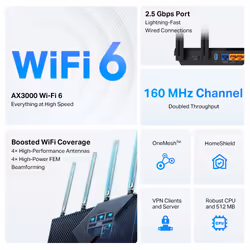 TP-Link Archer AX3000 Multi-Gigabit Wi-Fi 6 Router with 2.5G Port - Additional view 4