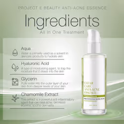 Project E Beauty Clear Care Anti-Acne Essence | Skin Care Facial Anti Acne Pimple Gel Treatment 50ml 1.7oz