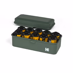 KODAK 120/135 Film Case - for 8 Rolls of 120 Films / 10 Rolls of 35mm Films - Retro Steel Case to Sort & Safeguard Film Oliv ...