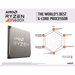 AMD Ryzen 5 5600X 6-core, 12-Thread Unlocked Desktop Processor with Wraith Stealth Cooler