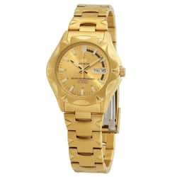 Seiko 5 Sports Gold Tone Stainless Steel Gold Dial 23 Jewels Automatic SNZ450J1 100M Men's Watch