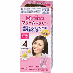 KAO Blaune Cream Hair Color 4 Slightly Light Chestnut Color 40g x 2 (Quasi drug) Graying Hair Cream Colorant for Gray Hair Di ...