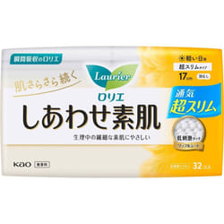 KAO Laurier Shiawase Sokuhada Breathable Super Slim Light Day Use 17cm w/Wingless 32pcs (Quasi-drug) Laurier Happiness Skin Napkin Skin Care Please re