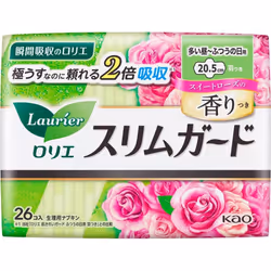 KAO Laurier Slim Guard Firmly for Daytime with Wings, Sweet Rose Fragrance, 26 packs (Quasi-drug) Napkin Slim Laurier Slim Gu ...