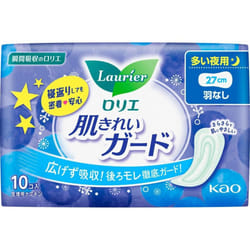 KAO Laurier Skin Care Guard Night Wingless 10pcs (Quasi-drug) Skin Clean Guard Napkin General Purpose Please replace it as needed during menstruation.