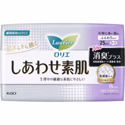 KAO Laurier Shiawase Sodashi Deodorant Plus 25cm for especially heavy daytime use, 15 packs with wings (Quasi-drug) Laurier H ...