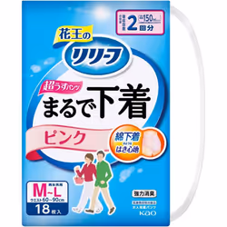 KAO Relief Pants Type - Underwear - 2 portions - Pink - M 18pcs. Thin type Adult Diapers: Pants Type Thin type